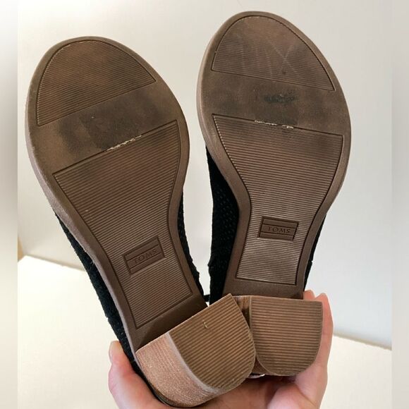 Toms Majorca Black Mesh Block Heel Booties Size 7.5 - Picture 6 of 9